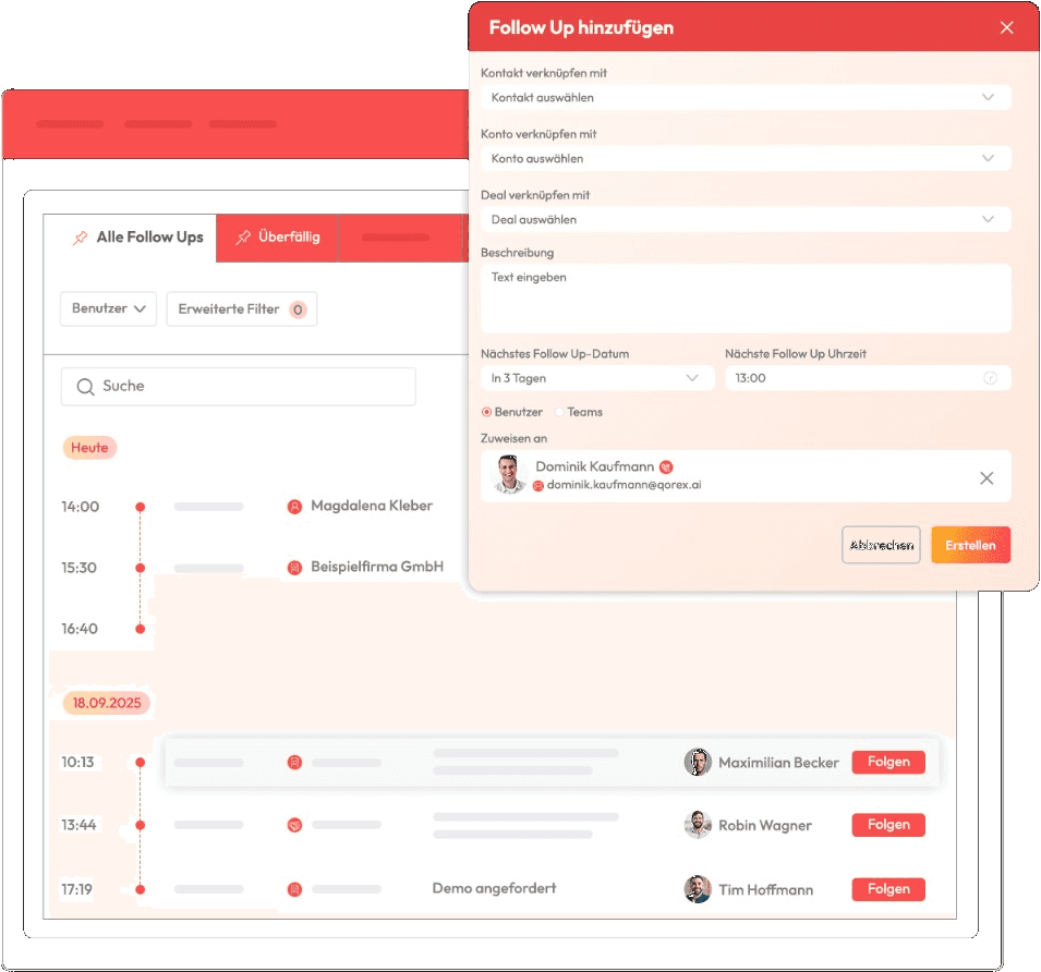Qorex Sales Suite – Follow Up Management